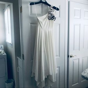 Halston Heritage white ruffle dress